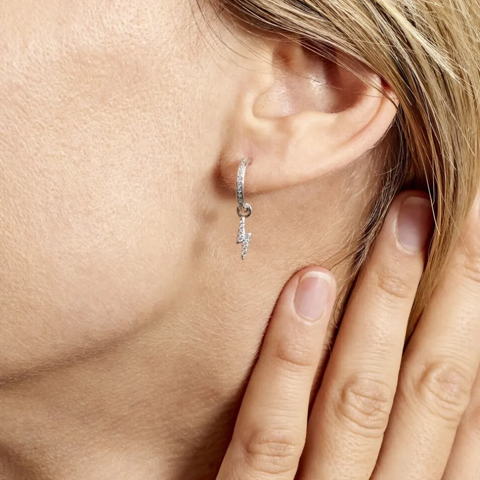 Créole Unitaire Ancelin Rondes Argent Blanc Oxyde De Zirconium