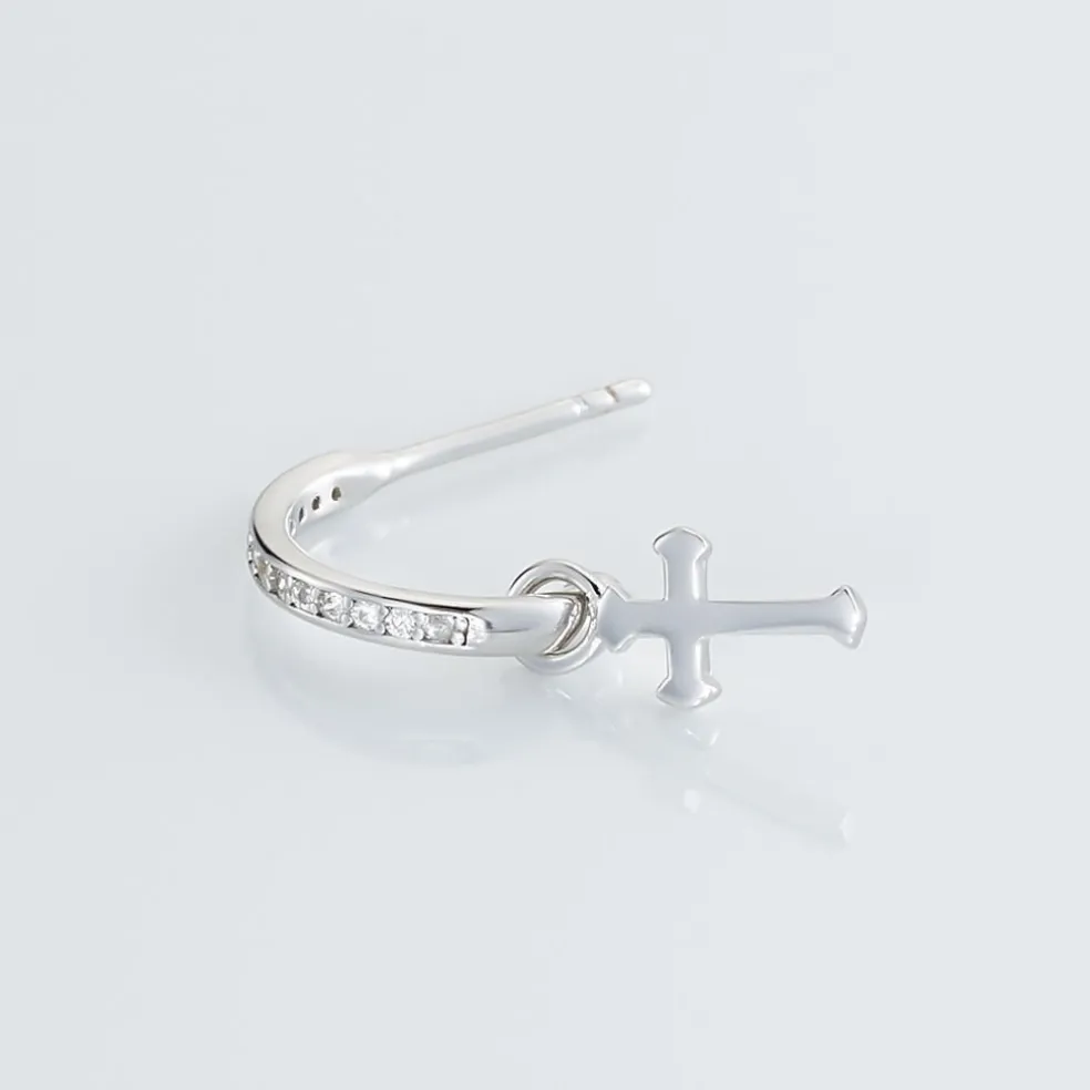 Créole Unitaire Ancelin Rondes Argent Blanc Oxyde De Zirconium