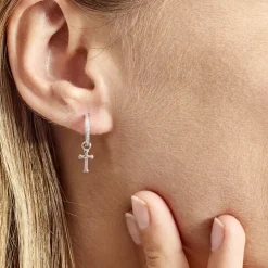 Créole Unitaire Ancelin Rondes Argent Blanc Oxyde De Zirconium