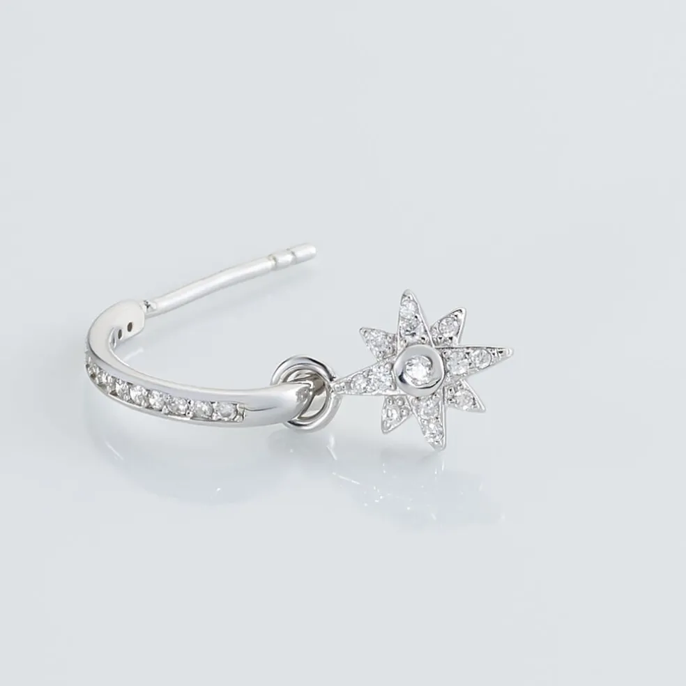 Créole Unitaire Ancelin Rondes Argent Blanc Oxyde De Zirconium