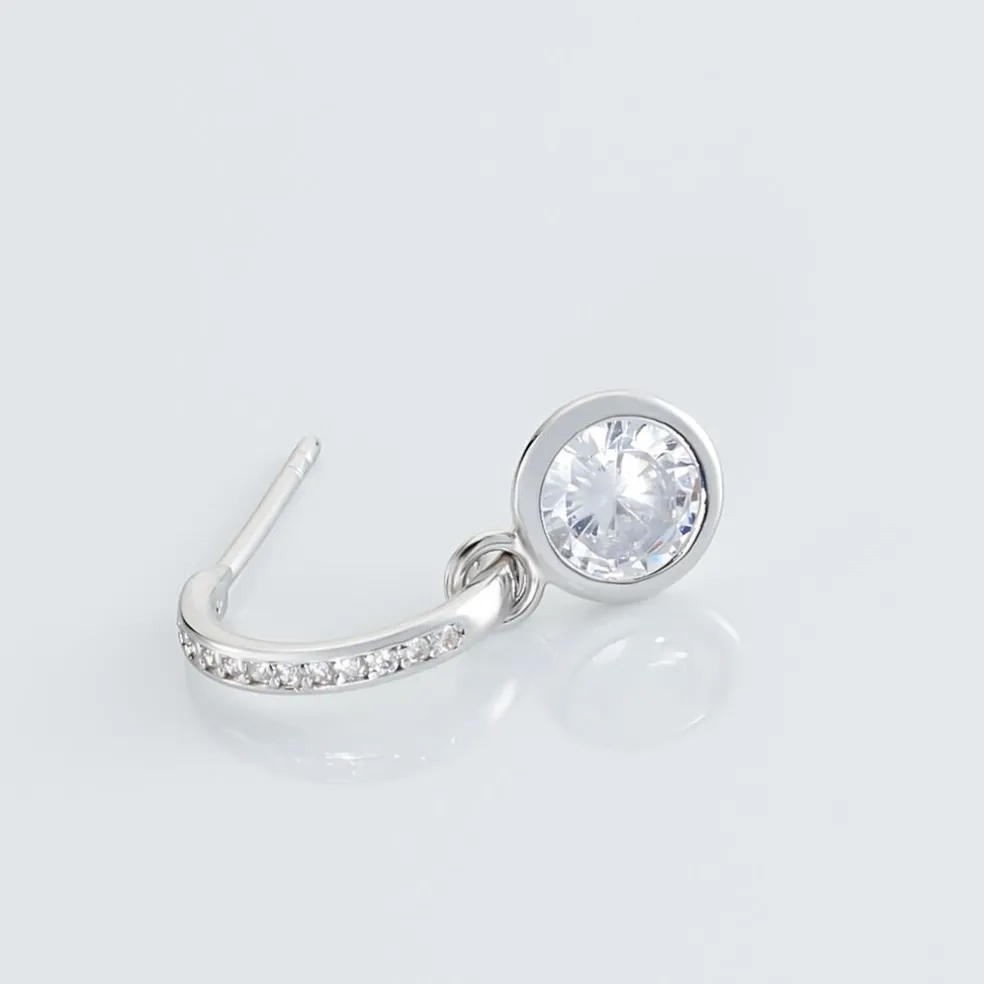 Créole Unitaire Ancelin Rondes Argent Blanc Oxyde De Zirconium