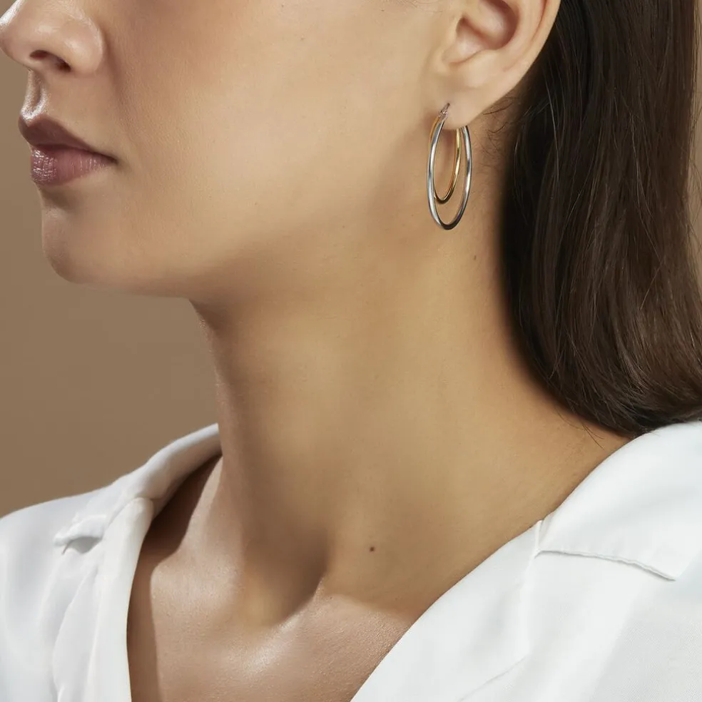 Créoles Adisson Acier Bicolore