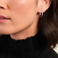 Créoles Ahab Argent Blanc Oxyde De Zirconium