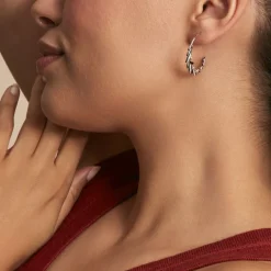 Créoles Andeol Rondes Argent Blanc Oxyde De Zirconium