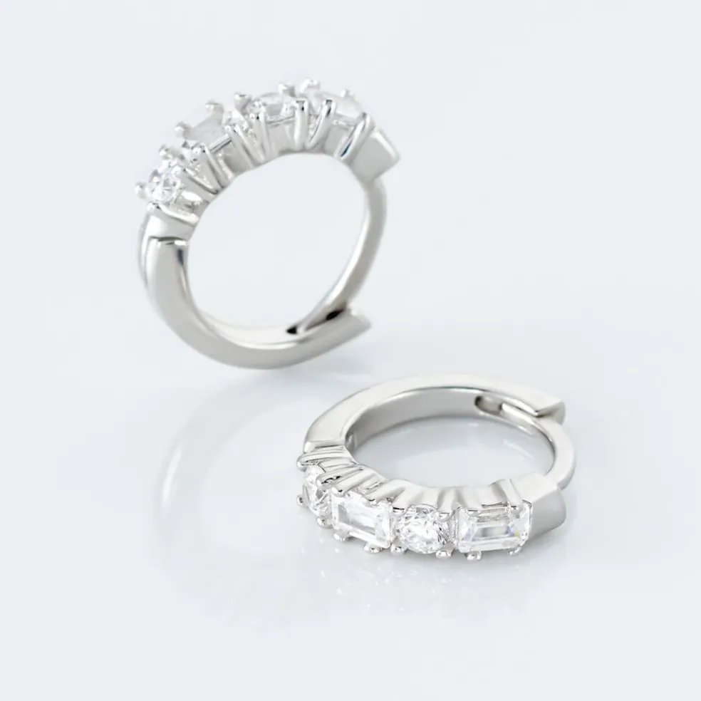 Créoles Argent Blanc Derren Oxydes De Zirconium