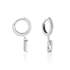 Créoles Argent Blanc Irenion Oxydes De Zirconium