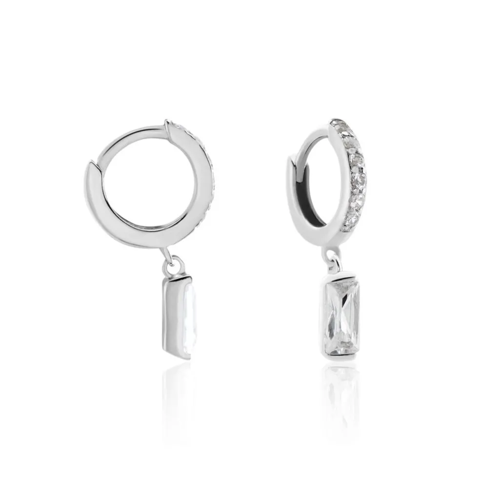 Créoles Argent Blanc Irenion Oxydes De Zirconium