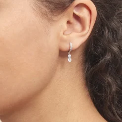 Créoles Argent Blanc Irenion Oxydes De Zirconium