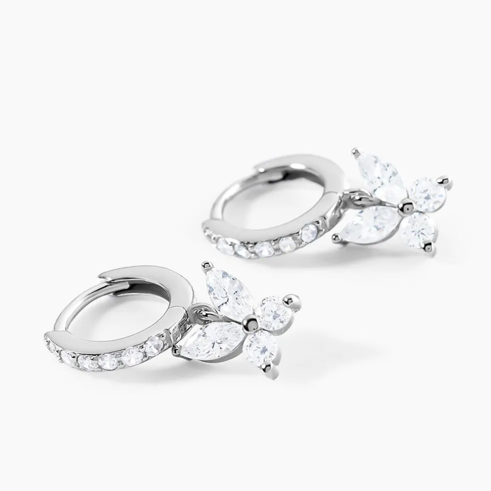 Créoles Argent Blanc Karitate Oxydes De Zirconium