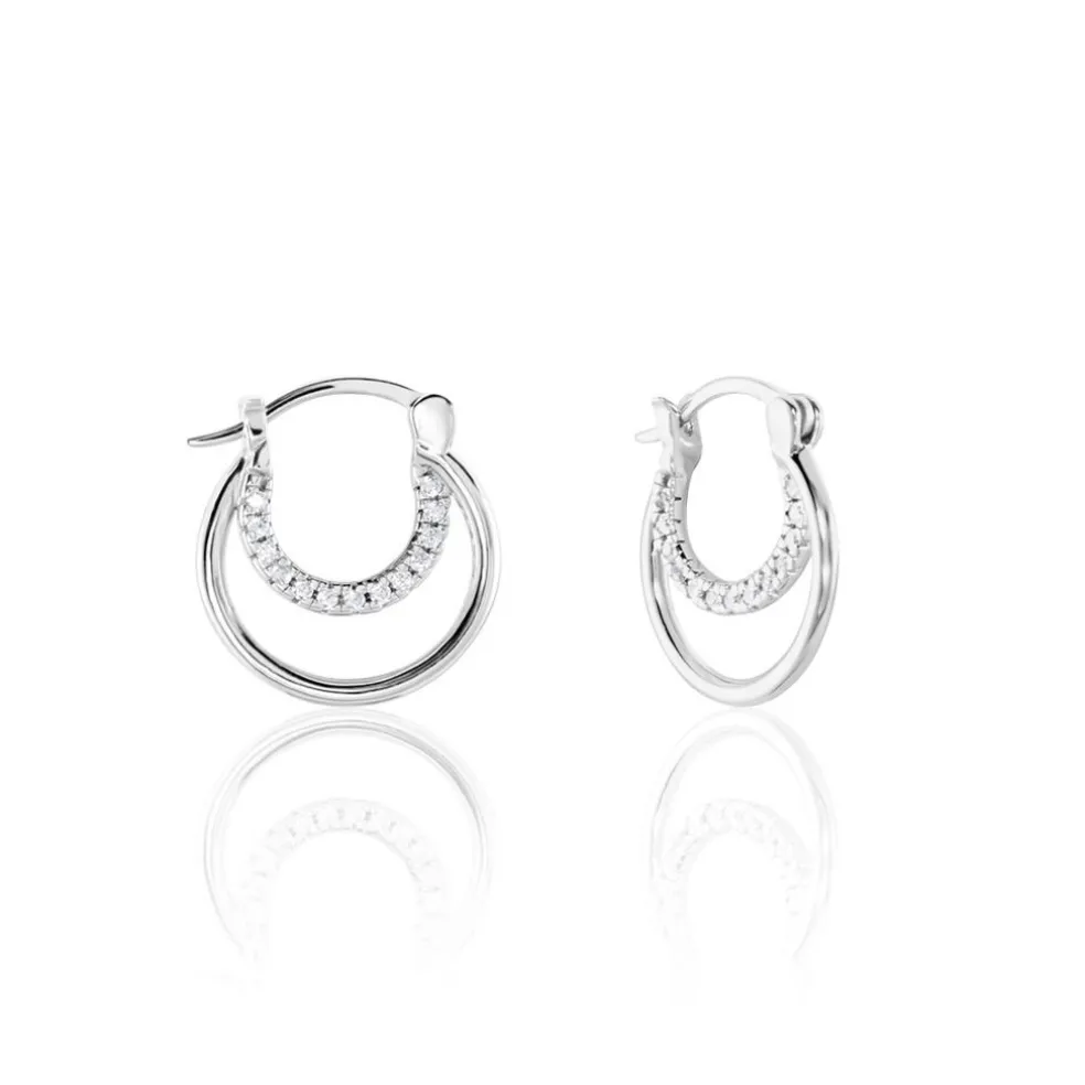 Créoles Argent Blanc Linnette Oxydes De Zirconium