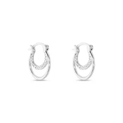 Créoles Argent Blanc Linnette Oxydes De Zirconium