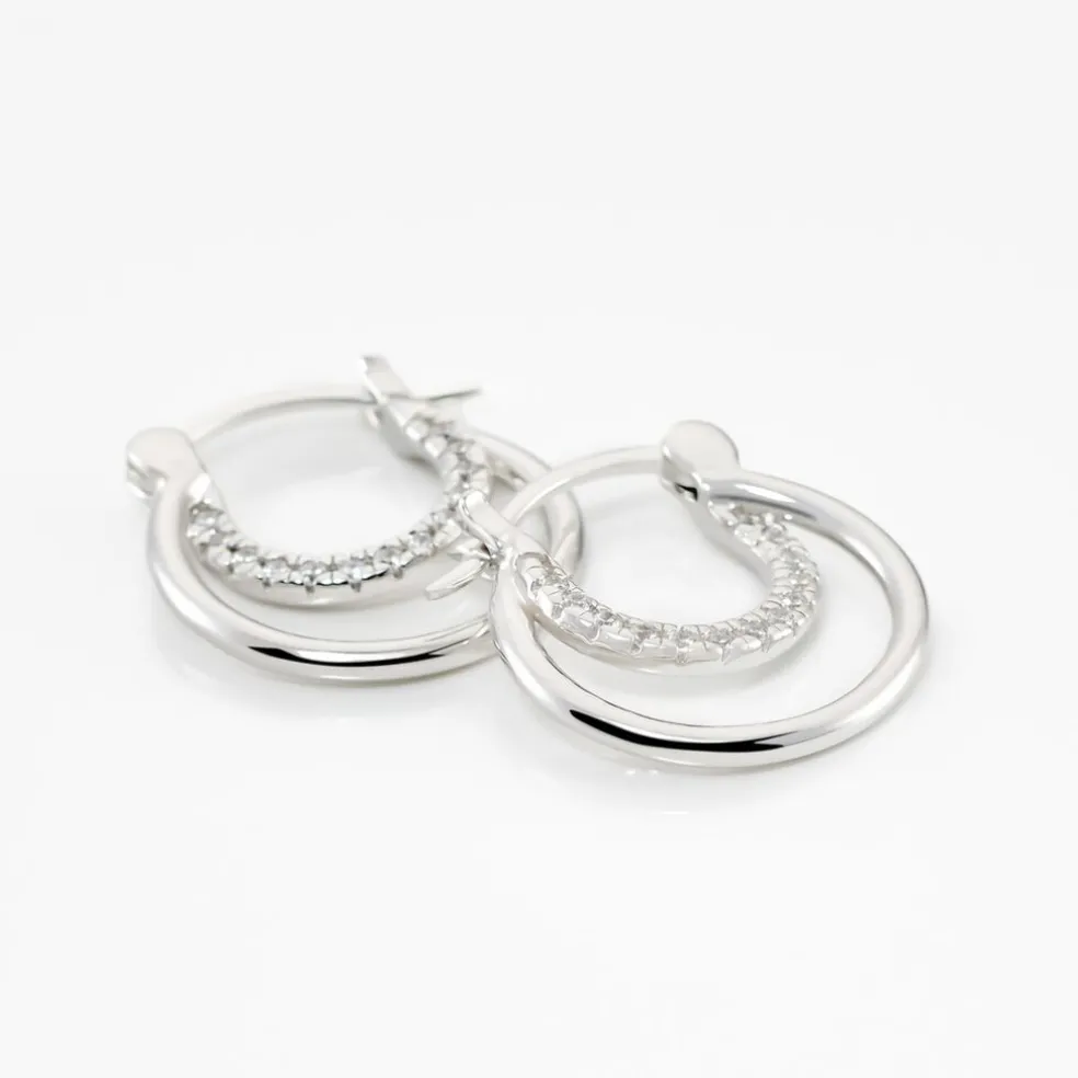 Créoles Argent Blanc Linnette Oxydes De Zirconium