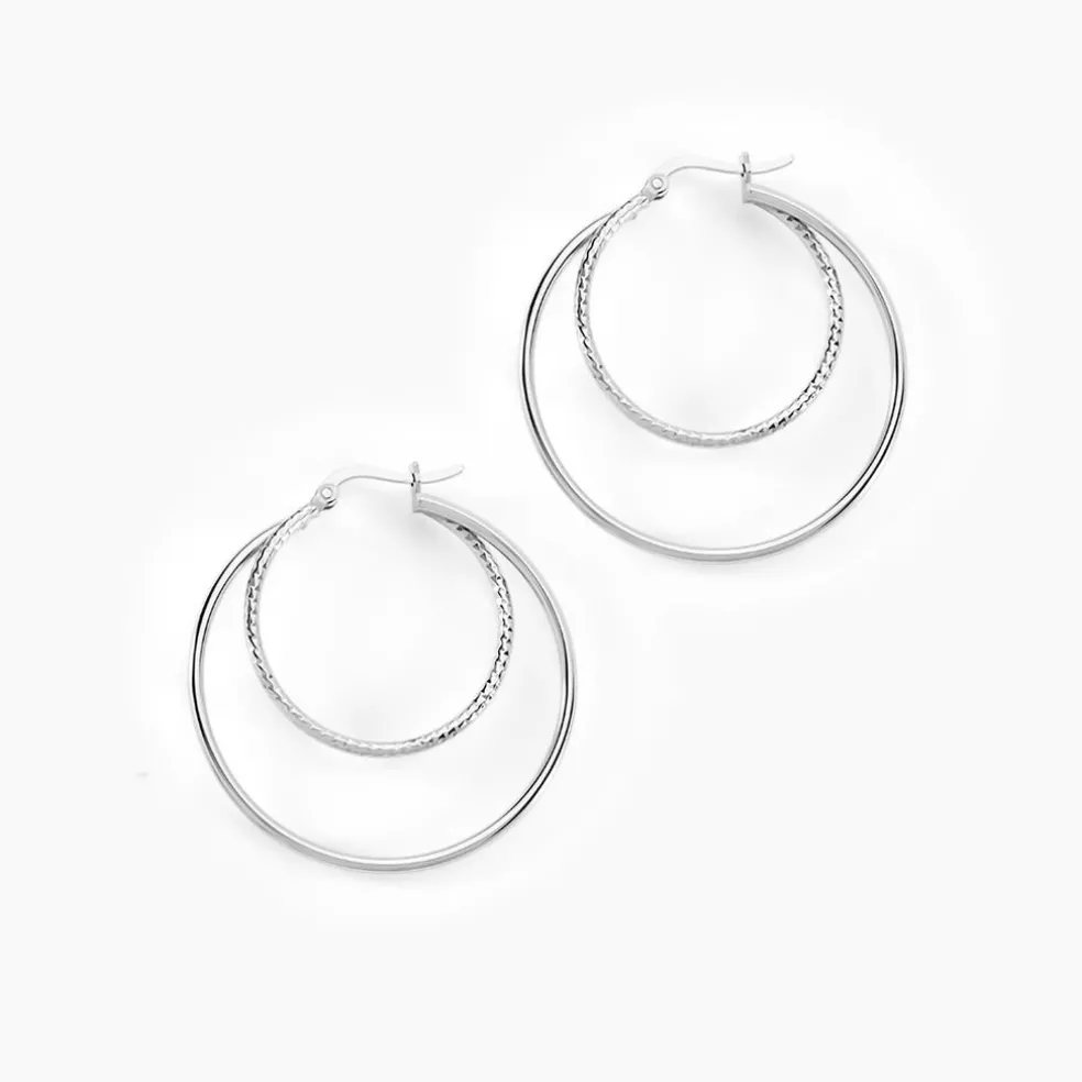 Créoles Argent Blanc Marjorie