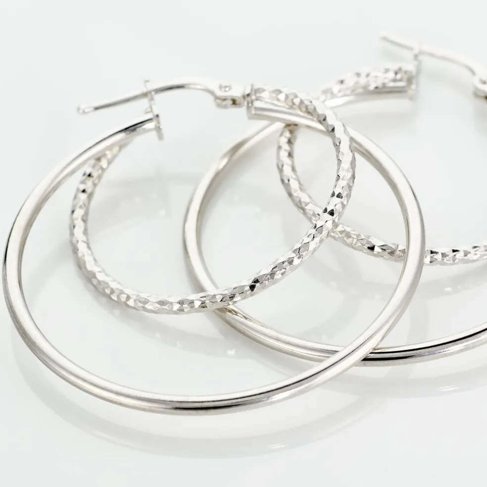 Créoles Argent Blanc Marjorie