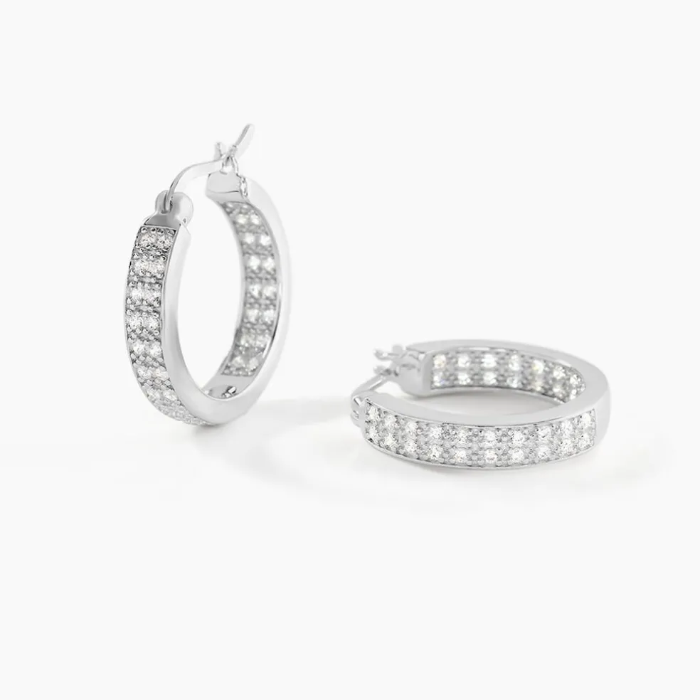 Créoles Argent Blanc Menelas Oxydes De Zirconium