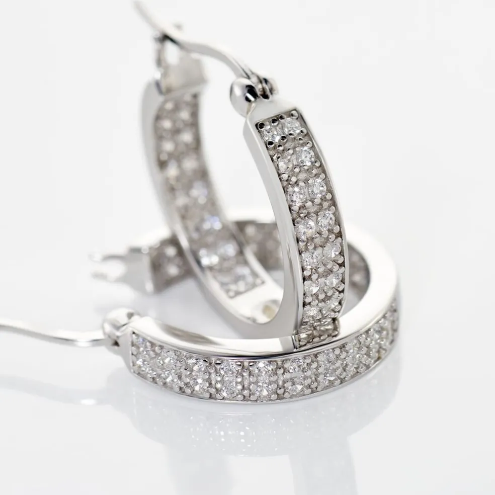 Créoles Argent Blanc Menelas Oxydes De Zirconium