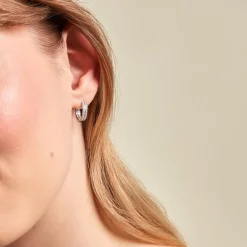 Créoles Argent Blanc Menelas Oxydes De Zirconium