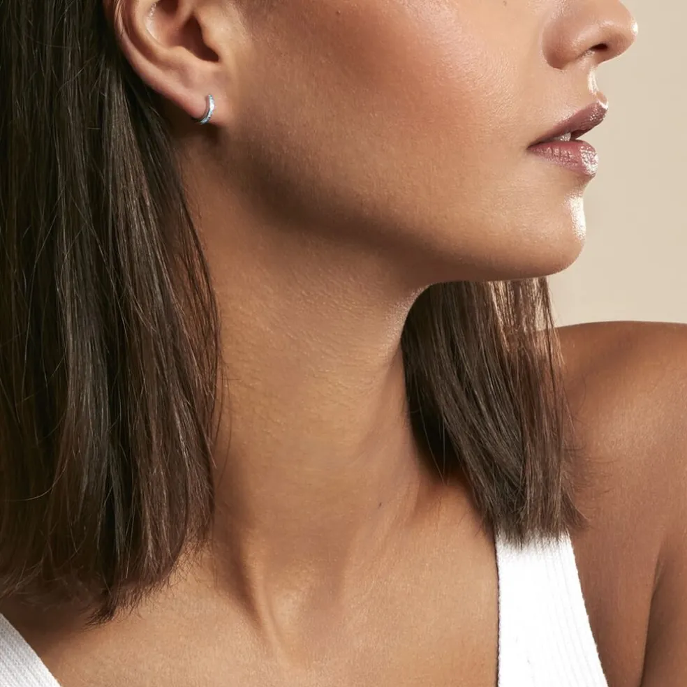 Créoles Argent Blanc Rio Saara Oxydes De Zirconium