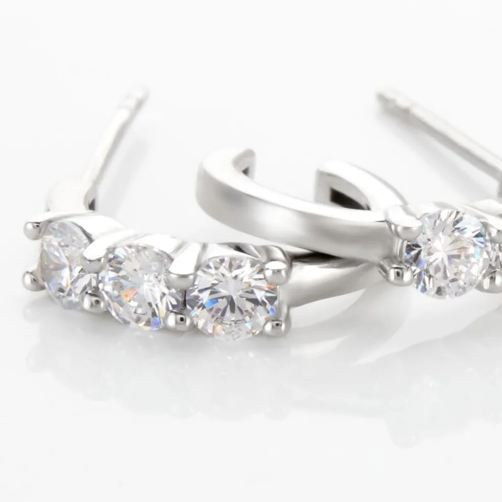 Créoles Argent Blanc Rosaure Oxydes De Zirconium