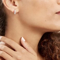 Créoles Argent Blanc Rosaure Oxydes De Zirconium