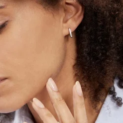 Créoles Argent Blanc Roshan Oxydes De Zirconium