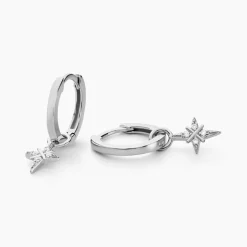 Créoles Astre Precieux Argent Blanc Oxyde De Zirconium