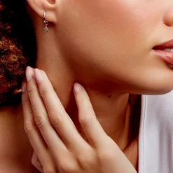 Créoles Astre Precieux Argent Blanc Oxyde De Zirconium