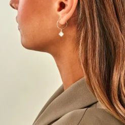 Créoles Bahman Or Jaune Nacre