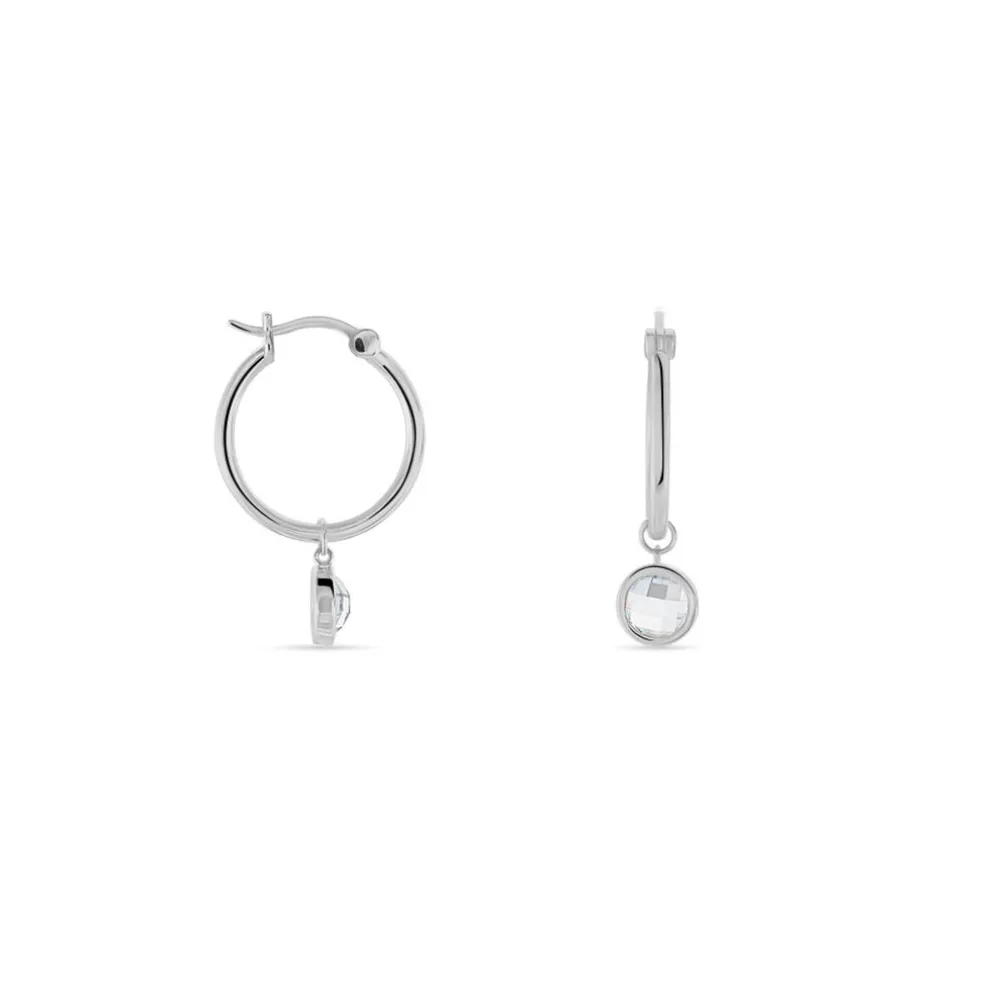 Créoles Bastiano Rondes Argent Blanc Oxyde De Zirconium