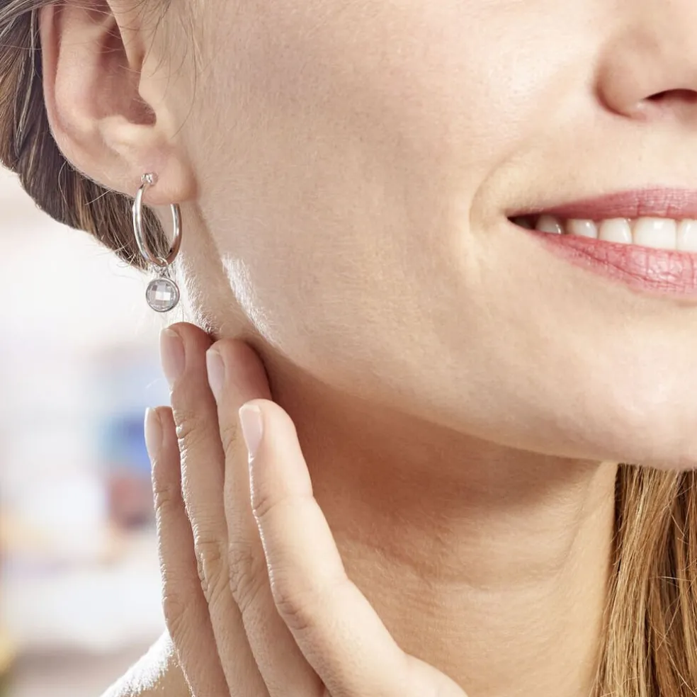 Créoles Bastiano Rondes Argent Blanc Oxyde De Zirconium