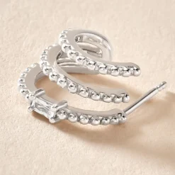 Créoles Cailin Argent Blanc Oxyde De Zirconium