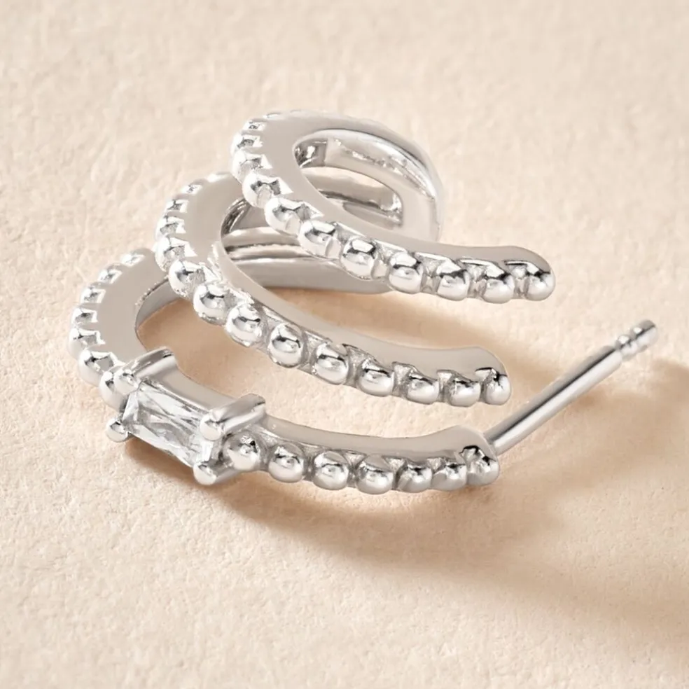 Créoles Cailin Argent Blanc Oxyde De Zirconium