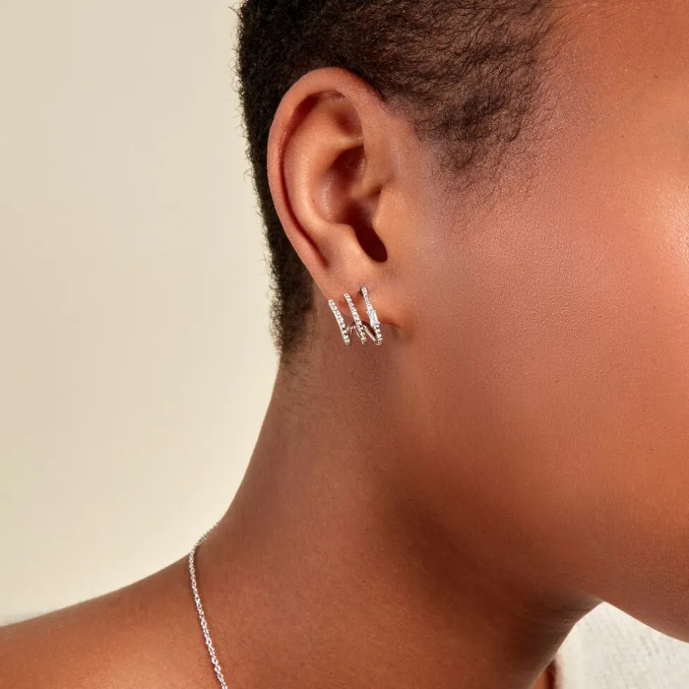 Créoles Cailin Argent Blanc Oxyde De Zirconium