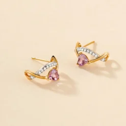 Créoles Clothilde Or Jaune Améthyste Oxyde De Zirconium