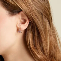 Créoles Clothilde Or Jaune Améthyste Oxyde De Zirconium