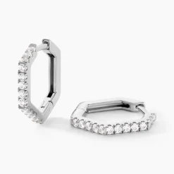 Créoles Corentine Argent Blanc Oxyde De Zirconium