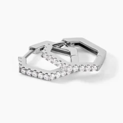 Créoles Corentine Argent Blanc Oxyde De Zirconium