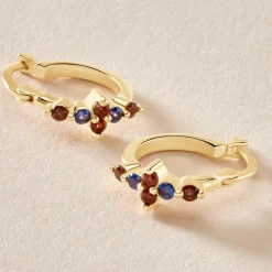 Créoles Céphée Plaqué Or Doré Pierres De Synthèses