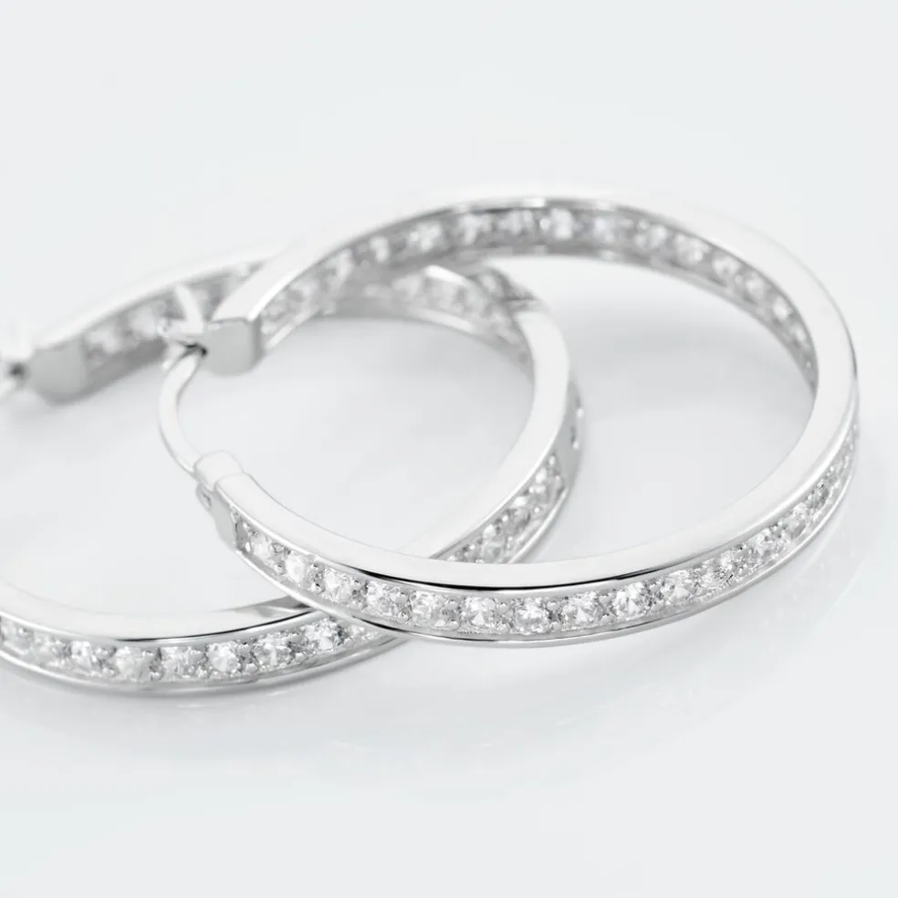 Créoles Django Argent Blanc Oxyde De Zirconium