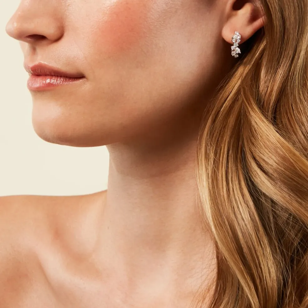 Créoles Eclat d'Aurore Argent Blanc Oxyde De Zirconium