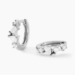 Créoles Eitane Argent Blanc Oxyde De Zirconium