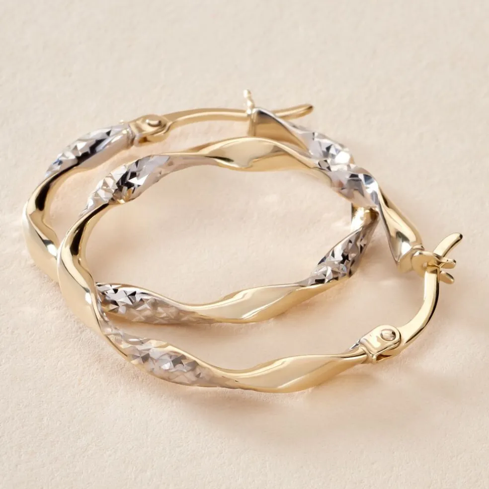 Créoles Eleanie Fil Vrille Or Bicolore