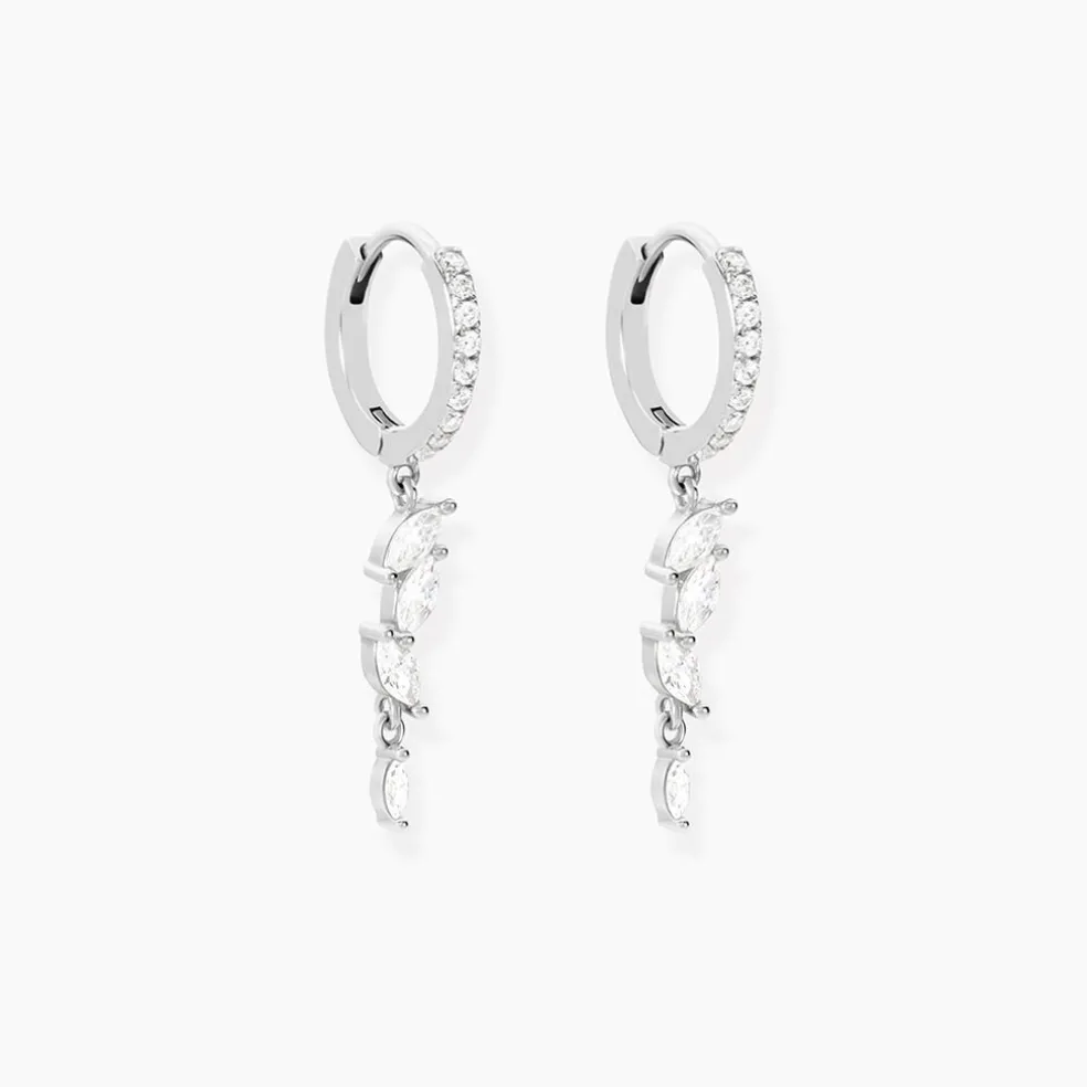 Créoles Elnore Argent Blanc Oxyde De Zirconium