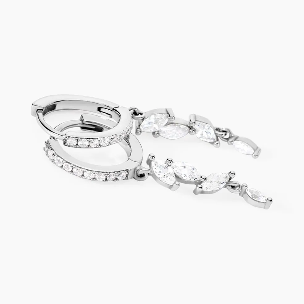 Créoles Elnore Argent Blanc Oxyde De Zirconium