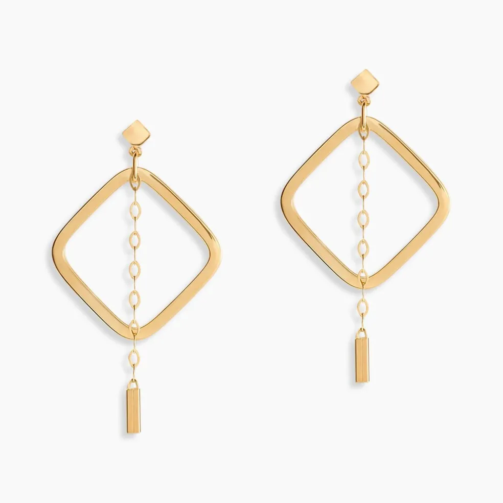 Créoles Elyette Carre Ajoure Or Jaune