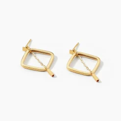 Créoles Elyette Carre Ajoure Or Jaune