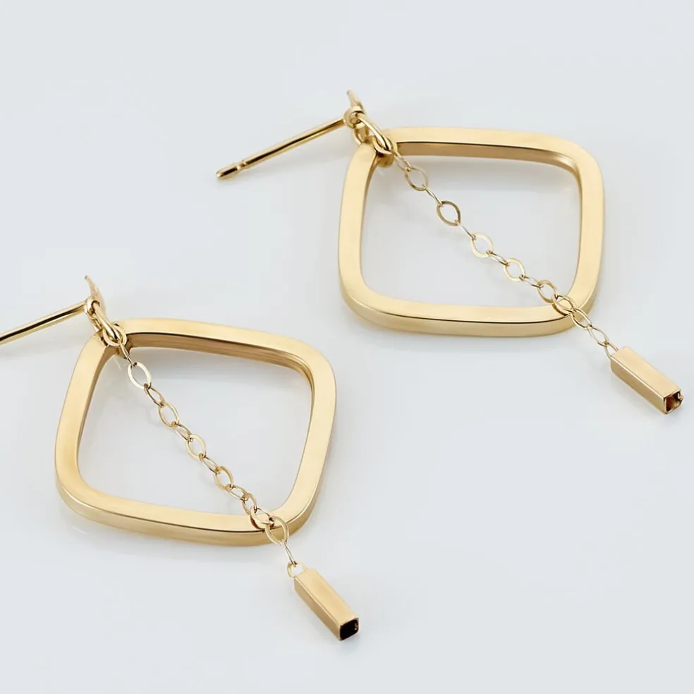 Créoles Elyette Carre Ajoure Or Jaune