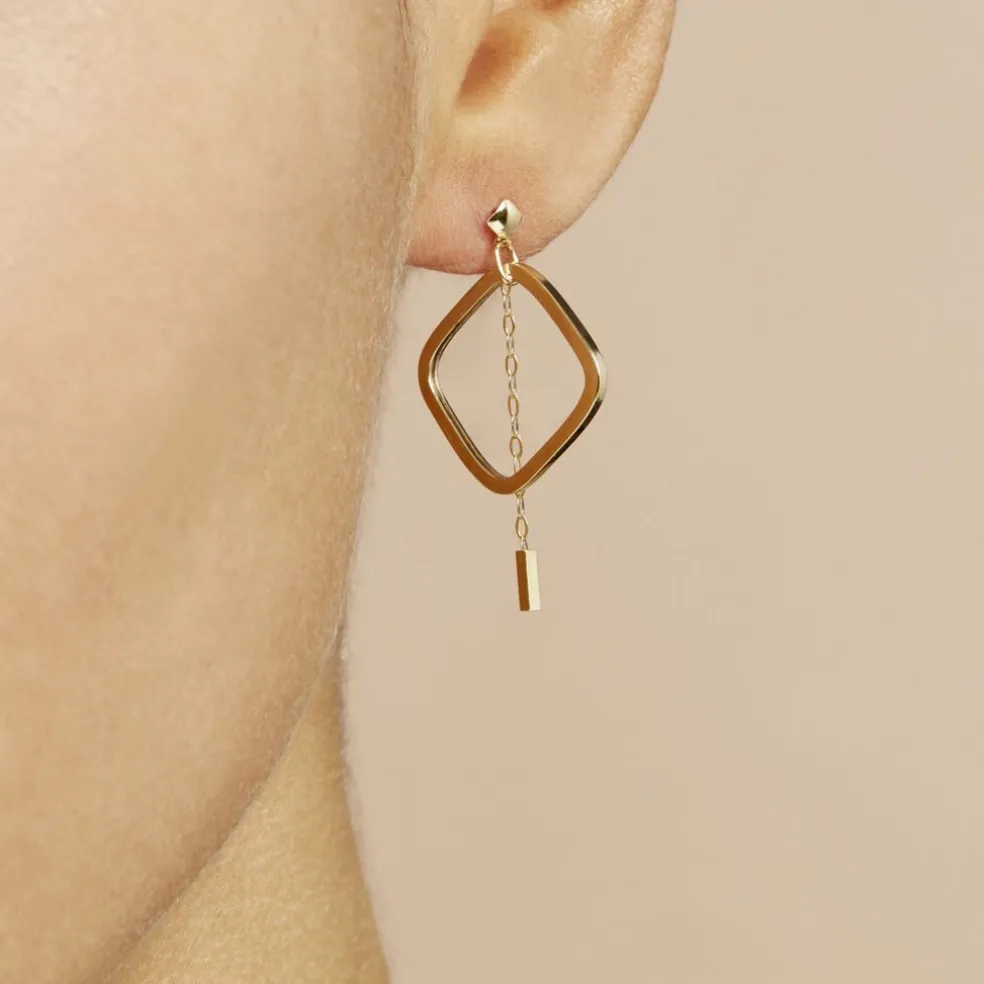 Créoles Elyette Carre Ajoure Or Jaune