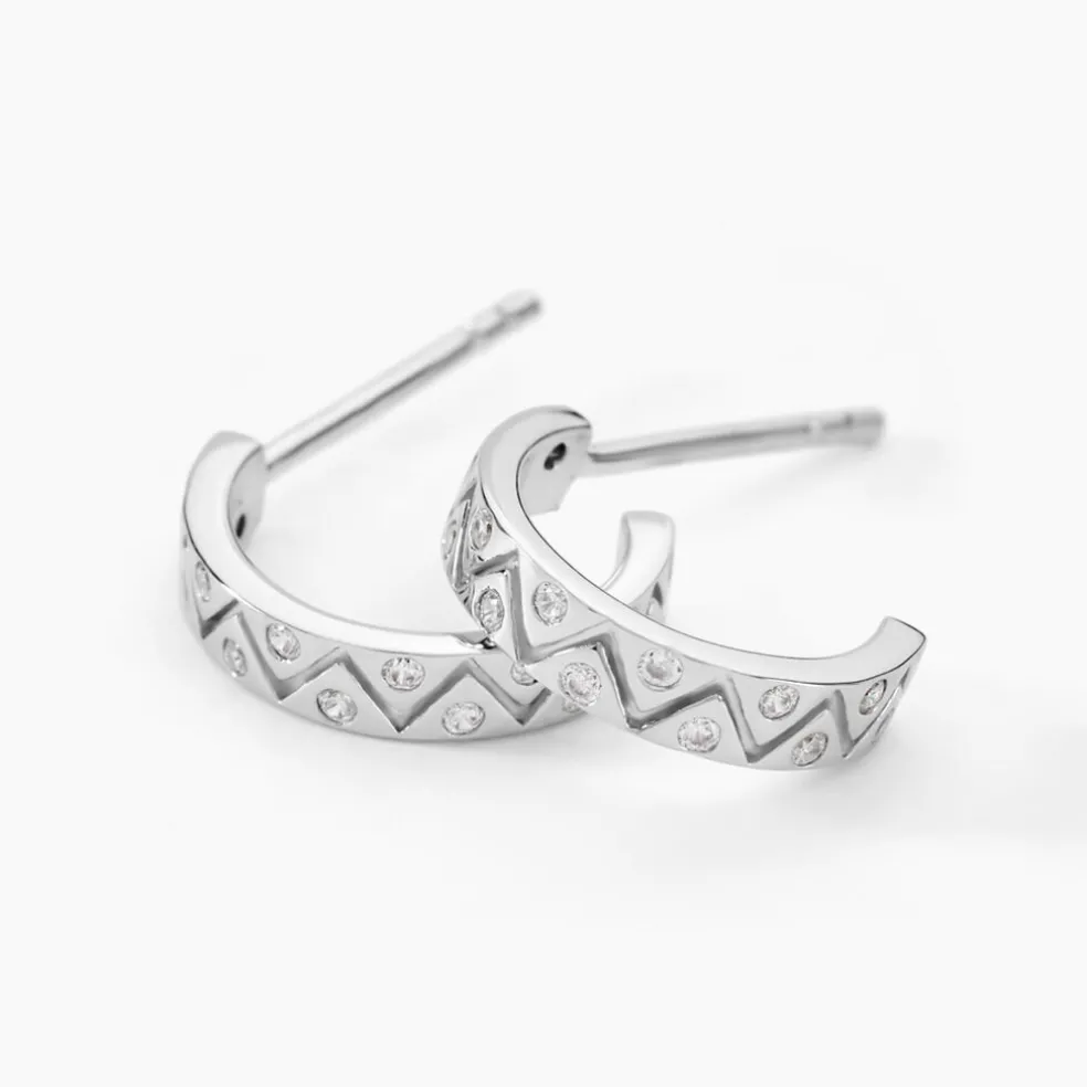 Créoles Emaline Argent Blanc Oxyde De Zirconium