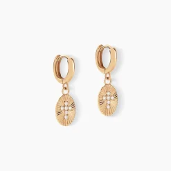 Créoles Embrasement Plaqué Or Jaune Oxyde De Zirconium